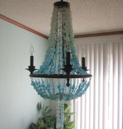 Sea Glass Chandelier, Coastal Beach House Lighting Fixture