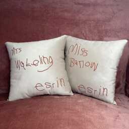 Handwriting Velvet Cushion, Personalized Kids Pillow, Custom Quote - thumbnail 2