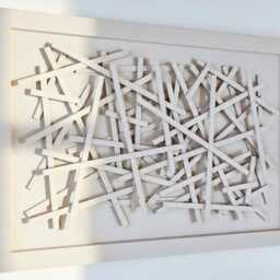 Off-White Wood Slat Wall Art - Modern 3D Minimalist Sculpture - thumbnail 2