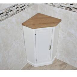 Painted White Vanity - Oak Corner Bathroom Storage Unit 501P - thumbnail 3