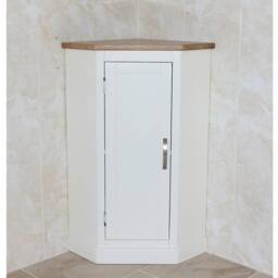 Painted White Vanity - Oak Corner Bathroom Storage Unit 501P - thumbnail 1