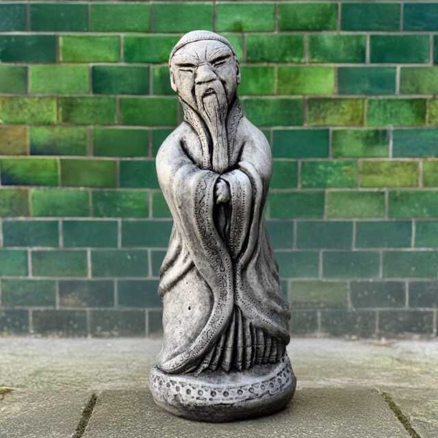 Stone Chinese Man Statue Concrete Asian Figurine Garden Feng Shui Sculpture Outdoor Tradition Decoration Ancient Oriental Ornament Gift - image 1