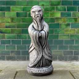 Stone Chinese Man Statue Concrete Asian Figurine Garden Feng Shui Sculpture Outdoor Tradition Decoration Ancient Oriental Ornament Gift - thumbnail 1
