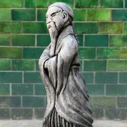 Stone Chinese Man Statue Concrete Asian Figurine Garden Feng Shui Sculpture Outdoor Tradition Decoration Ancient Oriental Ornament Gift - thumbnail 3
