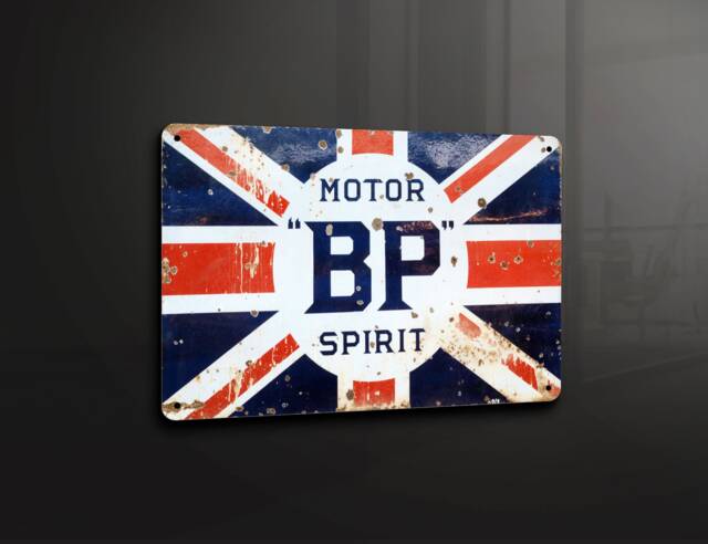 Motor Bp Spirit Gas Gasoline Oil Car Automotive - Metal Sign Plaque Wall Art Decor Signage