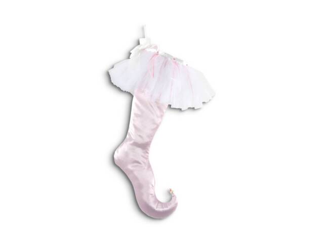 Elf Christmas Stocking - Pink Satin Ballerina Tutu, Swarovski Crystals - image 1