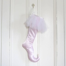 Elf Christmas Stocking - Pink Satin Ballerina Tutu, Swarovski Crystals - thumbnail 3