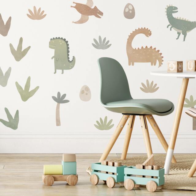 Dinosaur Wall Decals - Removable, Reusable Stickers Watercolor Nursery Decor, Kids Room Art - image 1