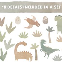 Dinosaur Wall Decals - Removable, Reusable Stickers Watercolor Nursery Decor, Kids Room Art - thumbnail 2