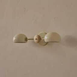 Italian Brass Baker Double Shade Wall Sconce - Modern Bedside Light- Mid-Century Glossy Cream - thumbnail 3