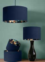 Handmade By Order Luxury Deep Dark Blue & Digital Teal Leaf Plant Pattern Double Sided Lamp Shade Pendant Light All Shapes Sizes