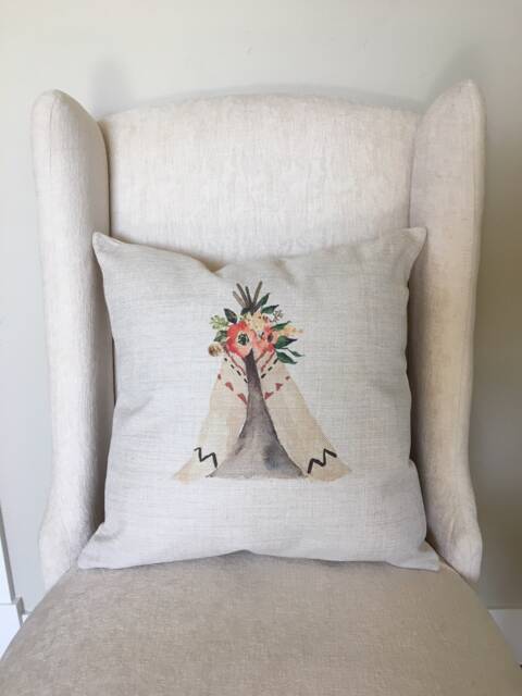 Boho Teepee Pillow Cover - Rustic Linen Tent Decor - image 1