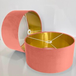 New Luxury Handmade Sweet Pink Velvet Drum Lamp Shade Pendant Light Suitable For All Tables & Ceilings With Linings - thumbnail 3