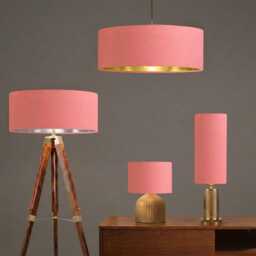 New Luxury Handmade Sweet Pink Velvet Drum Lamp Shade Pendant Light Suitable For All Tables & Ceilings With Linings - thumbnail 1