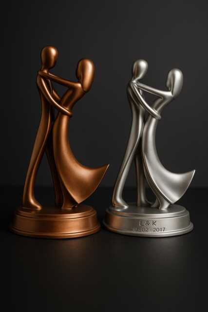 Romantic Couple Statue, Bronze Or Silver - Personalised Names & Date - image 1