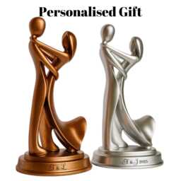 Romantic Couple Statue, Bronze Or Silver - Personalised Names & Date - thumbnail 2