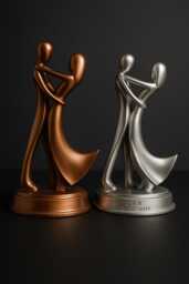 Romantic Couple Statue, Bronze Or Silver - Personalised Names & Date