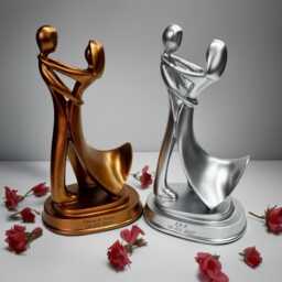 Romantic Couple Statue, Bronze Or Silver - Personalised Names & Date - thumbnail 3