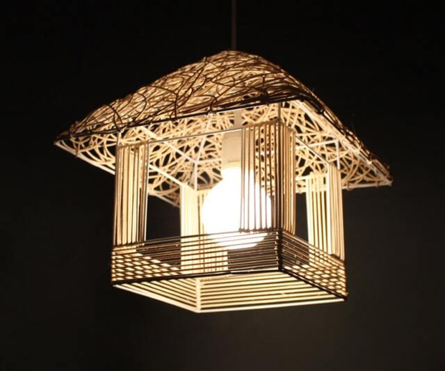 "House-Shaped Rattan Pendant Light, Handwoven Lighting Fixture, Decorative Lamp, Size 11.8"" Or 15.7" - image 1