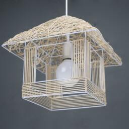 "House-Shaped Rattan Pendant Light, Handwoven Lighting Fixture, Decorative Lamp, Size 11.8"" Or 15.7" - thumbnail 3