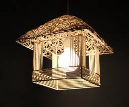 "House-Shaped Rattan Pendant Light, Handwoven Lighting Fixture, Decorative Lamp, Size 11.8"" Or 15.7"