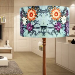 Branching Astrantia Floral Lampshade, Light Shade For Ceiling, Pendant Hanging Lamp Table Lamp, Green & Orange - thumbnail 3