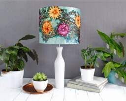 Branching Astrantia Floral Lampshade, Light Shade For Ceiling, Pendant Hanging Lamp Table Lamp, Green & Orange