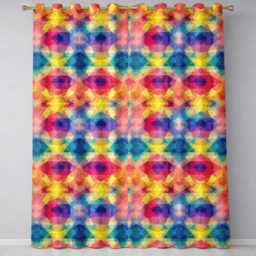 Abstract Kaleidoscope Prism Shapes Vibrant Symmetry Seamless Pattern Readymade Eyelet Ring Top Thermal 100% Blackout Curtains - thumbnail 2