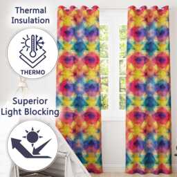 Abstract Kaleidoscope Prism Shapes Vibrant Symmetry Seamless Pattern Readymade Eyelet Ring Top Thermal 100% Blackout Curtains - thumbnail 3