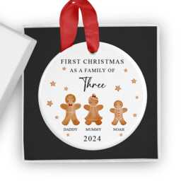 Personalised 2026 First Christmas As A Family Of Three Bauble With Gift Box, Custom 3 Xmas Ornament, New Baby Gift, Keepsake - thumbnail 3