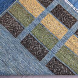 7x10 Blue Gabbeh Rug, Afghan Hand Knotted Wool Natural Vegetable Dyes Oriental Contemporary Carpet, Living Room Bedroom Rug - thumbnail 4