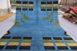 7x10 Blue Gabbeh Rug, Afghan Hand Knotted Wool Natural Vegetable Dyes Oriental Contemporary Carpet, Living Room Bedroom Rug - thumbnail 1