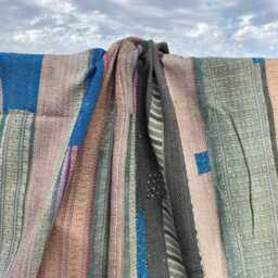 Handmade Vintage Kantha Quilt Reversible Patchwork Block Print Cotton Bedspread Boho Throw - thumbnail 3