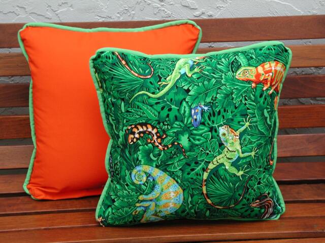 Reptile Lizard Pillow Set, Orange & Green Accent, Youth Decor - image 1
