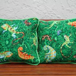 Reptile Lizard Pillow Set, Orange & Green Accent, Youth Decor - thumbnail 2