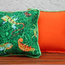 Reptile Lizard Pillow Set, Orange & Green Accent, Youth Decor - thumbnail 3