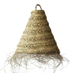 2 Set Of Moroccan Handmade Natural Rattan Lampshade, Openwork Wicker Shade, Round Pendant Lighting, Bohemian Straw Light, Bell Rattan Raffia - thumbnail 3