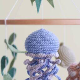 Ocean Baby Mobile. Nautical Mobile With Whale, Jellyfish, Turtle, Stingray Fish, Crab, Starfish & Octopus - thumbnail 2