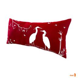 Red Egret Lovers in The Swamp Rectangle Pillow, Bird Decor Pillow - thumbnail 2