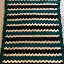 Crocheted Baby Blanket Travel/stroller/Crib/Car Seat/Teal-White-Black/Teal Ruffle - thumbnail 2