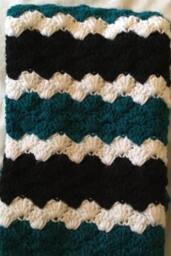 Crocheted Baby Blanket Travel/stroller/Crib/Car Seat/Teal-White-Black/Teal Ruffle