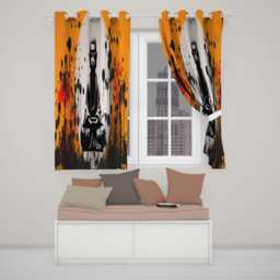 Zen Monk Meditation Graffiti Contemporary Expressive Design For Modern Home Decor Readymade Eyelet Ring Top Thermal 100% Blackout Curtains - thumbnail 2