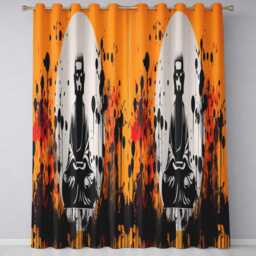 Zen Monk Meditation Graffiti Contemporary Expressive Design For Modern Home Decor Readymade Eyelet Ring Top Thermal 100% Blackout Curtains - thumbnail 3