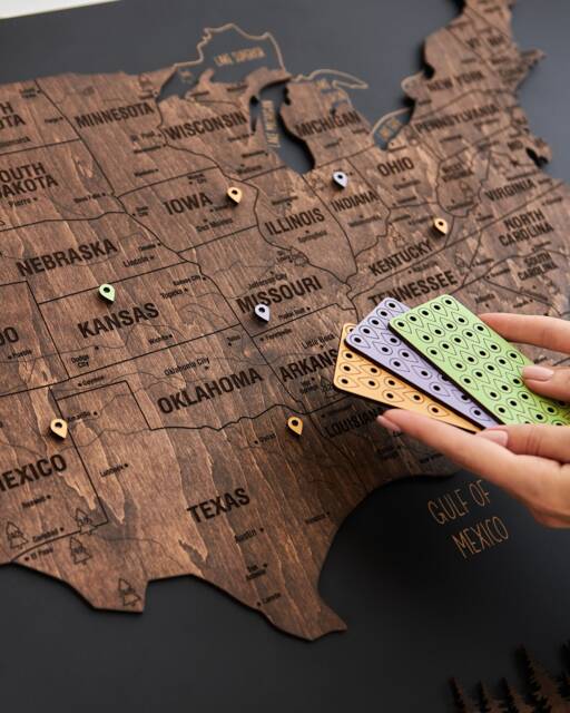 Us National Park Map New Apartment Gift Decor, Wooden Push Pin Travel Map, 5Th Anniversary Gift, United States Wall Art - image 1