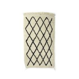 Poufs&pillows Original Berber Beni Ouarain Doormat Rug - Handwoven 100% Wool 100x65 cm White & Black - thumbnail 1