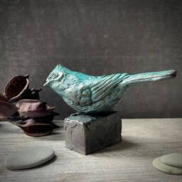 Bronze Tufted Titmouse Sculpture Original Bird Art, Birding Gift By Kindrie Grove