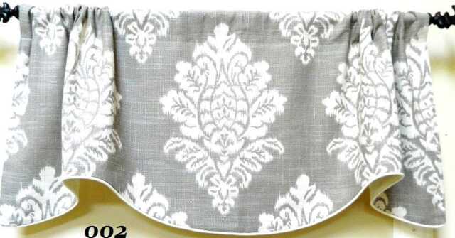 Covington Croydon in Truffle Pattern-Window Valance/Lined, Corded Rod Pocket Scalloped Linen - image 1