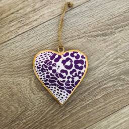 Metal Purple Patterned Hanging Heart - Decoration Wall Decor Rustic Wedding Gift Christmas - thumbnail 2