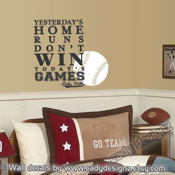 Babe Ruth Baseball Quote Wall Decal - Boy's Nursery Decor - 16x22 - image 1