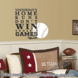 Babe Ruth Baseball Quote Wall Decal - Boy's Nursery Decor - 16x22 - thumbnail 1